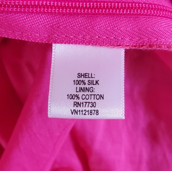 ❤HP❤ Isaac Mizrahi Fuchsia Orange Plaid Midi Silk Dress !🏵HP🏵! - Picture 9 of 11